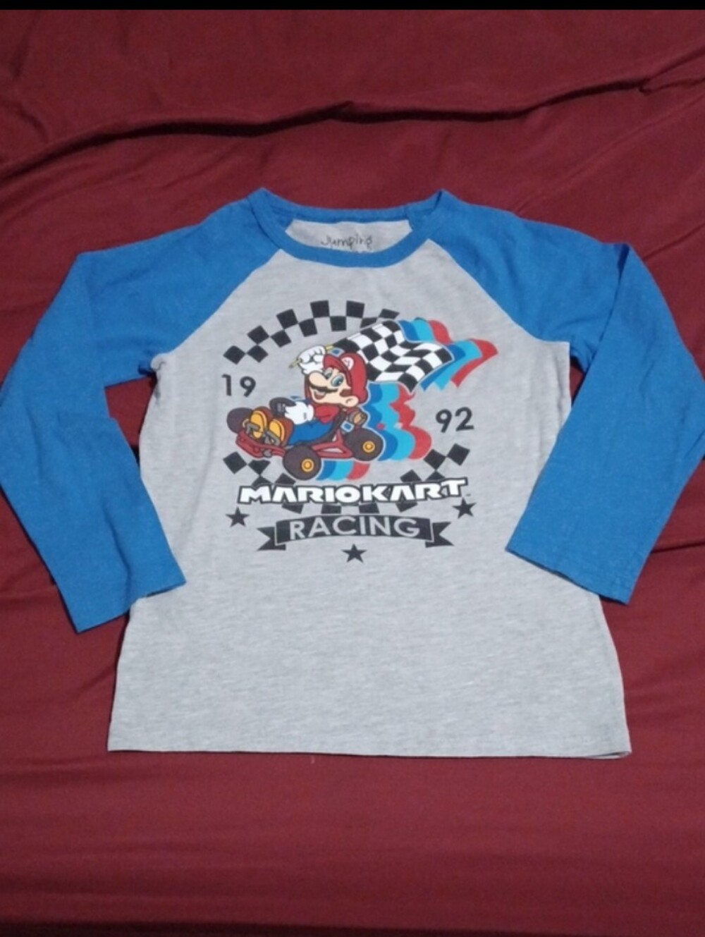 Jumping Beans Mario Kart Racing Long-Sleeve Raglan Tee Shirt Size 8